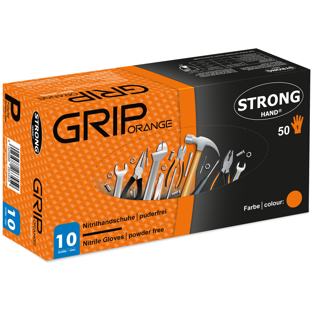 2512-StrongHand Gant en nitrile jetable poignée à gant bilatéral orange W